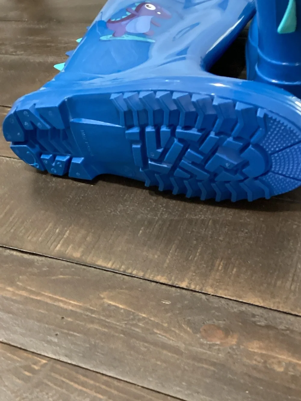GentleChild Blue Kids Dino Rain Boots with Cozy Cuff